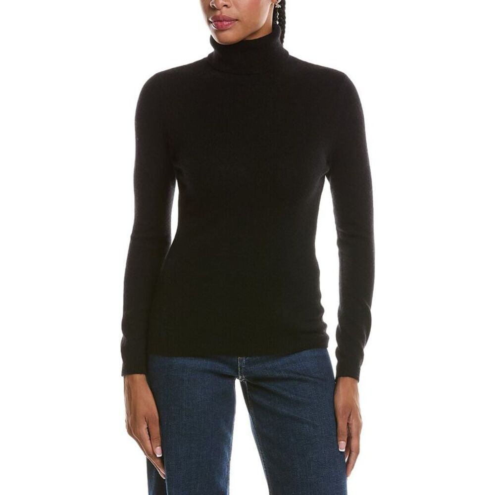 Forte Cashmere Womens Basic Turtleneck 100% Cashmere Pullover, Grey